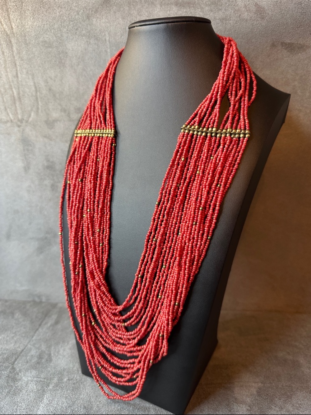 Red Multi-Strand Beaded Necklace - Unbranded - Picture 3 of 4